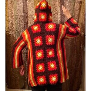 Granny Square, 70's, Sweater, Cottage Core, Crochet, Hoodie, USA